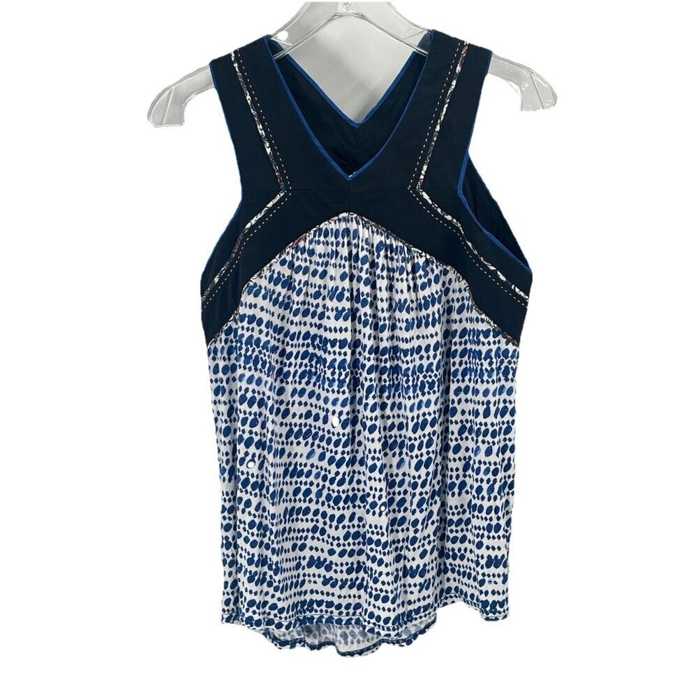 Anthropologie One September Boho Flowy Top Blue Black Sz M
